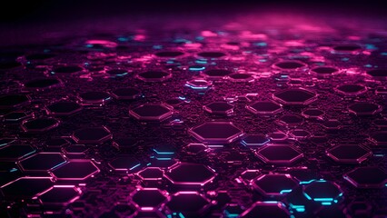 Obraz premium A vibrant, abstract representation of hexagonal patterns in neon colors.