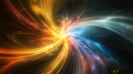 Obraz premium Vibrant Galaxy with Colorful Waves. Abstract cosmic energy in space - generative ai.