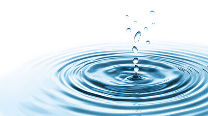 A droplet falls into calm water, creating concentric ripples, showcasing the beauty and tranquility of nature