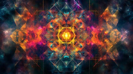 Abstract colorful geometric fractal art.