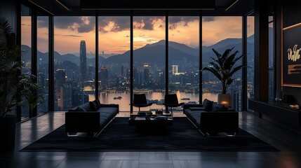 Fototapeta premium Digital lines forming a glowing network across continents in a modern business lounge, minimalist illustration graphic --chaos 20