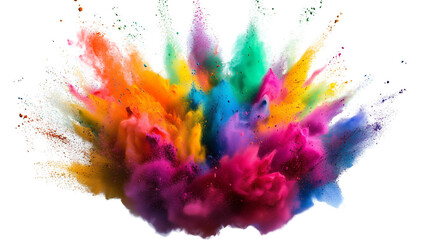  A Colorful powder explosion isolated   on Transparent PNG format Background. 