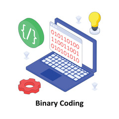 Binary Coding isometric Colored illustration. EPS File stock illustration