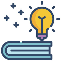 bulb knowledge thinking education book filled outline icon