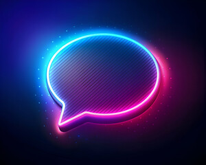 Obraz premium Neon Glowing Speech Bubble. Digital Abstract Communication