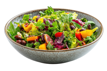 Bean salad with colorful mix, herbs, and tangy dressing isolated on transparent and white background.PNG image
