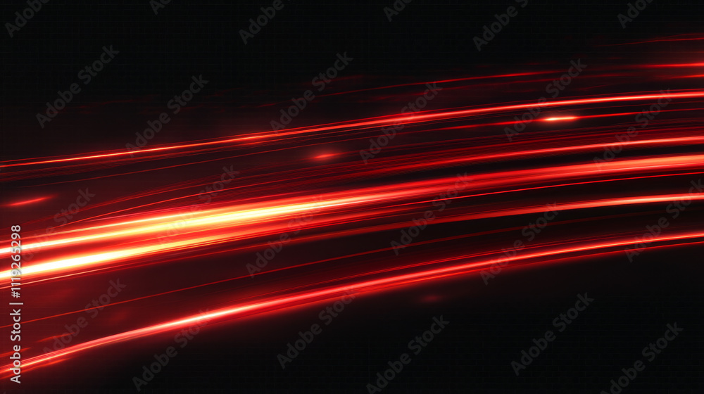 Poster red light lines, effect of speed motion trails. abstract streaks of fast flash movement, blurred glo