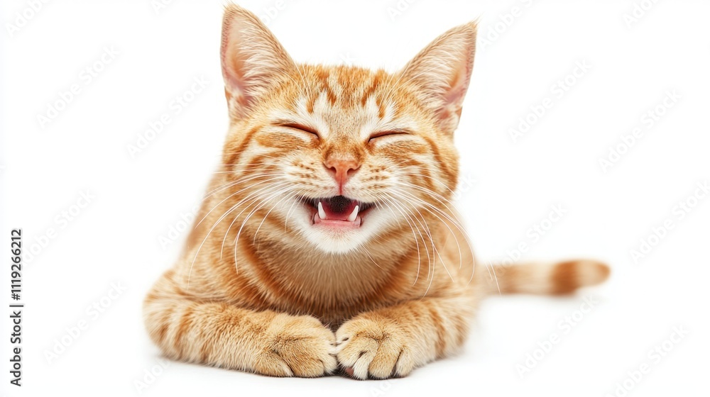 Aufkleber cat with a playful or content expression, showing a smiling demeanor