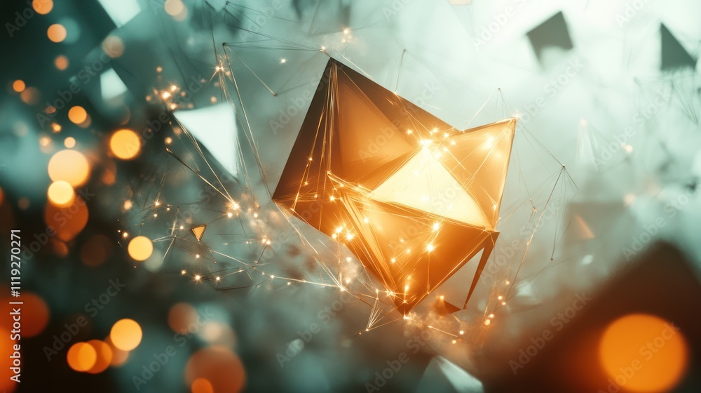 Aufkleber abstract geometric design with luminous shapes and a dynamic background.