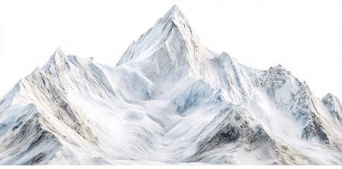 Obraz premium Majestic snow-capped mountain range against a white background. Generative ai