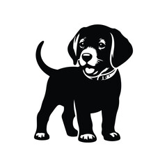 A cute puppy dog icon silhouette vector art illustration template design