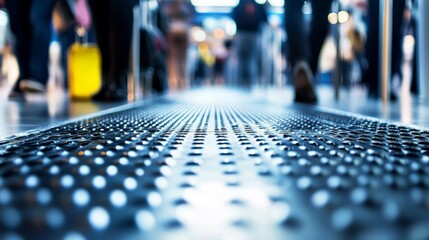 Crowds of passengers waiting patiently in line at airport security checkpoints symbolize the shared journey and collective experience of modern travel