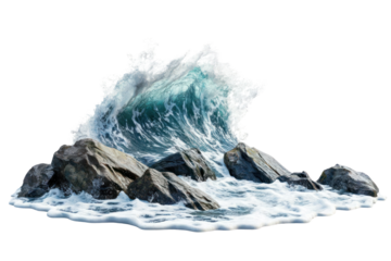 Ocean Wave Crashing on Rocks 