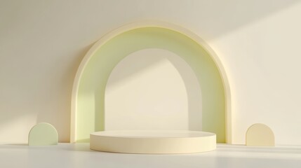 Minimalistic Podium Scene with Pastel Colors and Simple Shapes for Cute Presentation or Award Ceremony Generative AI