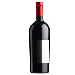 A bottle of red wine with a blank label, designed for branding or personal use.