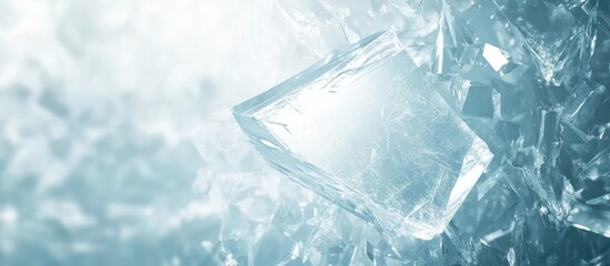Obraz premium Ice-like broken glass texture, frosted details, cold tones, 