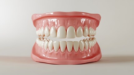 Obraz premium Highly detailed 3D model of teeth in front view on white background, ideal for dental and medical illustrations Generative AI