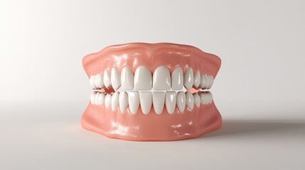 Obraz premium 3D Teeth Model on White Background, Realistic Dental Illustration Generative AI