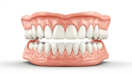 Obraz premium 3D Teeth Model on White Background, Realistic Dental Illustration Generative AI