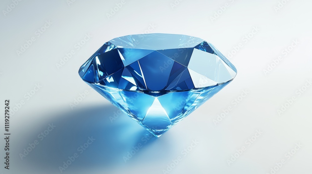 Poster simple blue diamond icon on white background for game design generative ai