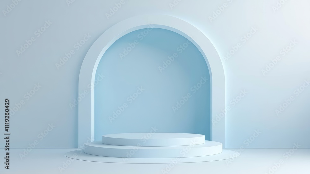 Aufkleber minimalistic geometric shapes on white background for product presentation generative ai