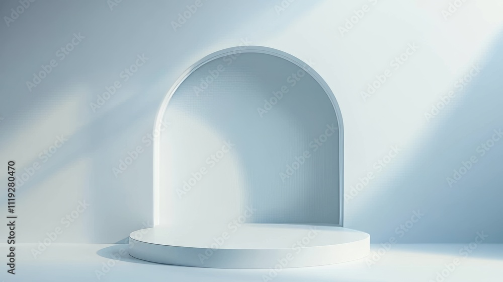 Poster minimalistic geometric shapes on white background for product presentation generative ai
