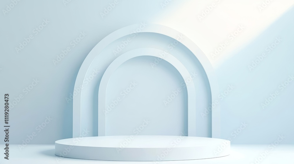 Poster minimalistic geometric shapes on white background for product presentation generative ai