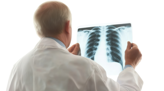 Doctor reviewing chest x-ray