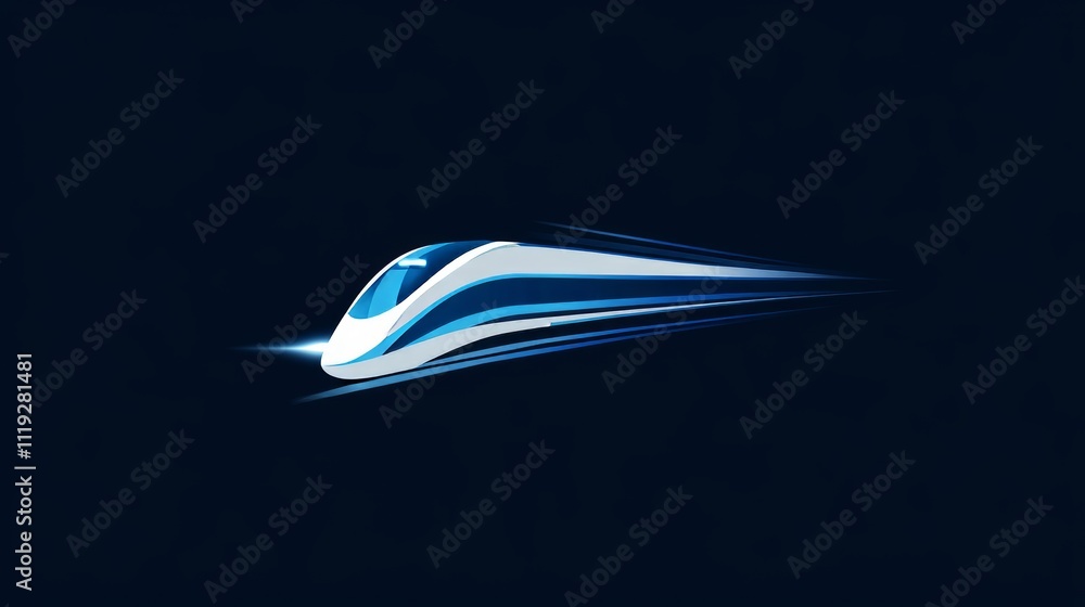 Poster high speed train logo with simple lines and graphic elements on a pure background generative ai