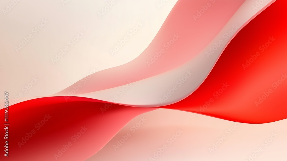 Poster elegant red and white abstract swirls create a smooth flowing pattern in soft tones