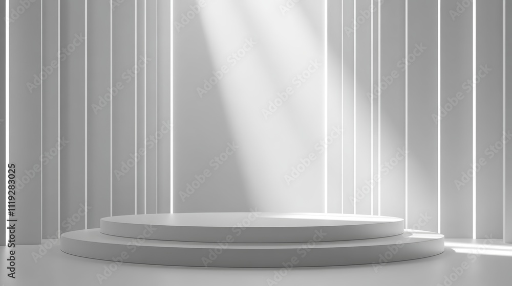 Poster modern presentation design concept with white podium and light lines generative ai
