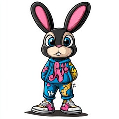 Fototapeta premium Colorful Bunny Illustration in Expressive Style