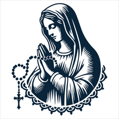 Virgin Mary with a Rosary Vector