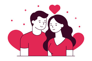 Romantic Couples Valentine's Day Illustration.