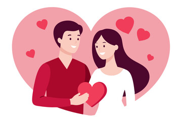 Romantic Couples Valentine's Day Illustration.