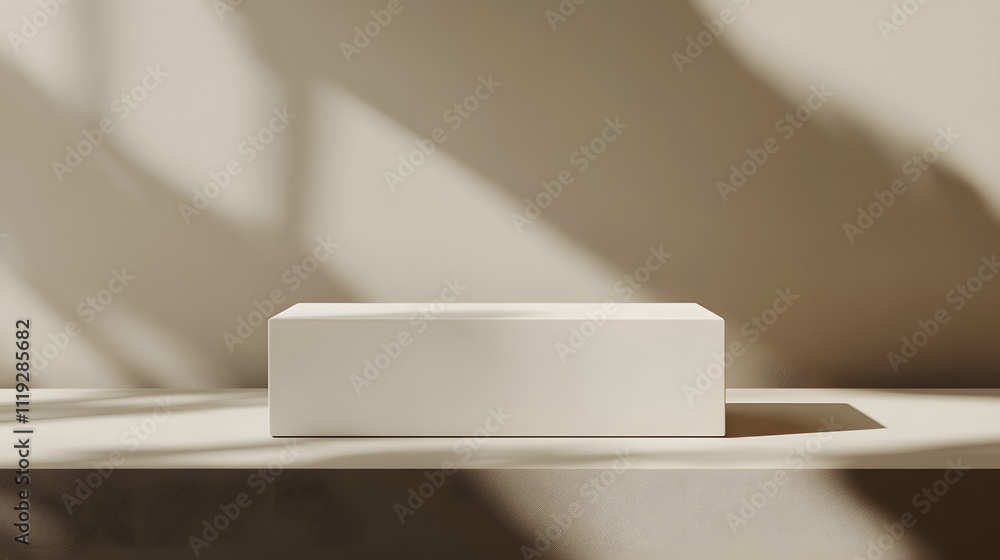 Poster minimalist white cube display platform with light shadows