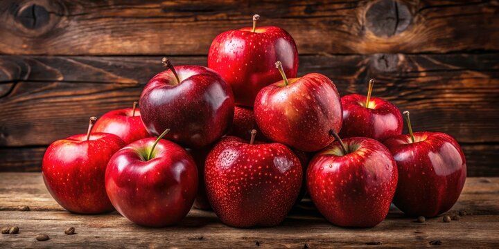 Organic Raw Cosmic Crisp Red Apples in a Bunch Ready to Eat - Fresh, Juicy, Delicious, and Healthy Fruit for Your Diet, Perfect for Snacking, Cooking, and Desserts