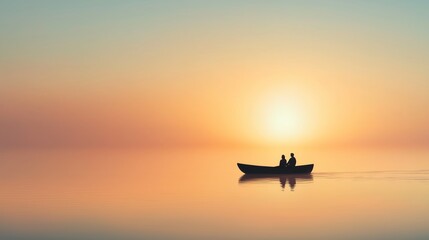 Sunset kayak journey on tranquil waters with two paddlers exploring serene landscape at dusk