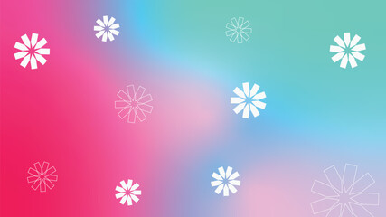 Blended Blue and Pink Gradient Background with Minimal White Flowers