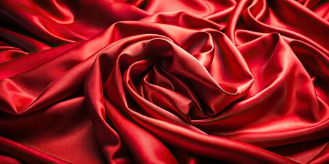 Obraz premium Red Satin Fabric Drape Photography - Rule of Thirds Composition, Luxurious Silk Texture, Elegant Drapery, Studio Shot