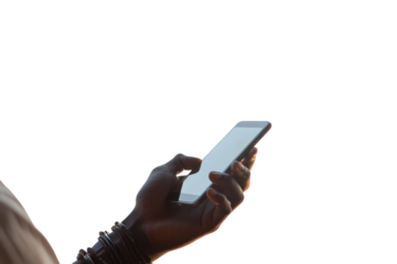 Silhouette of Hands Using Smartphone 