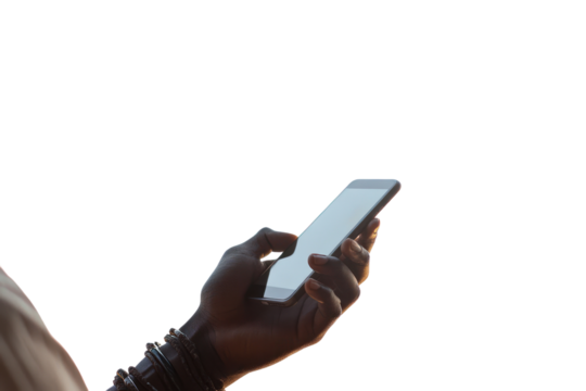Silhouette of Hands Using Smartphone  - Powered by Adobe