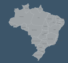 Map of brazil Highlighting Region with Labeled Provinces