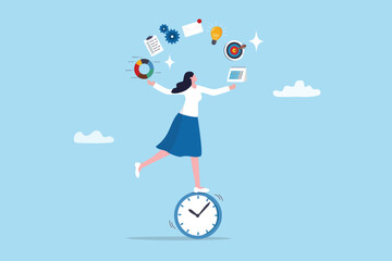 Project development manager, skill management, planning or communication to success, process or efficiency to finish work, productivity concept, businesswoman control project management skill.