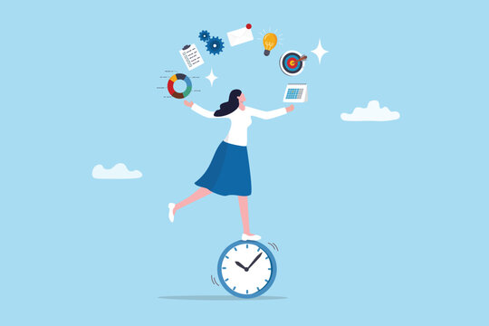 Project development manager, skill management, planning or communication to success, process or efficiency to finish work, productivity concept, businesswoman control project management skill.