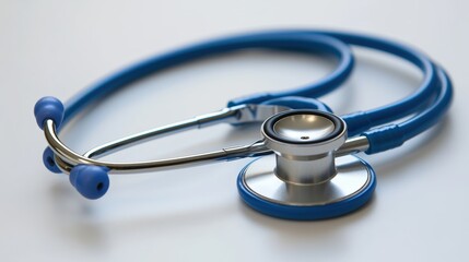 Medical Stethoscope in Blue Color on a Light Background