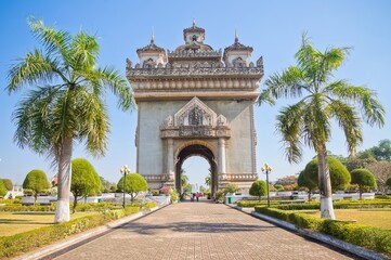 Patuxai war monument in Vientiane, Laos