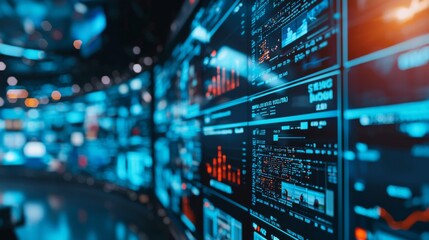 Obraz premium Digital Dashboard Displaying Data Analytics and Graphs for Modern Technology and Business Insights