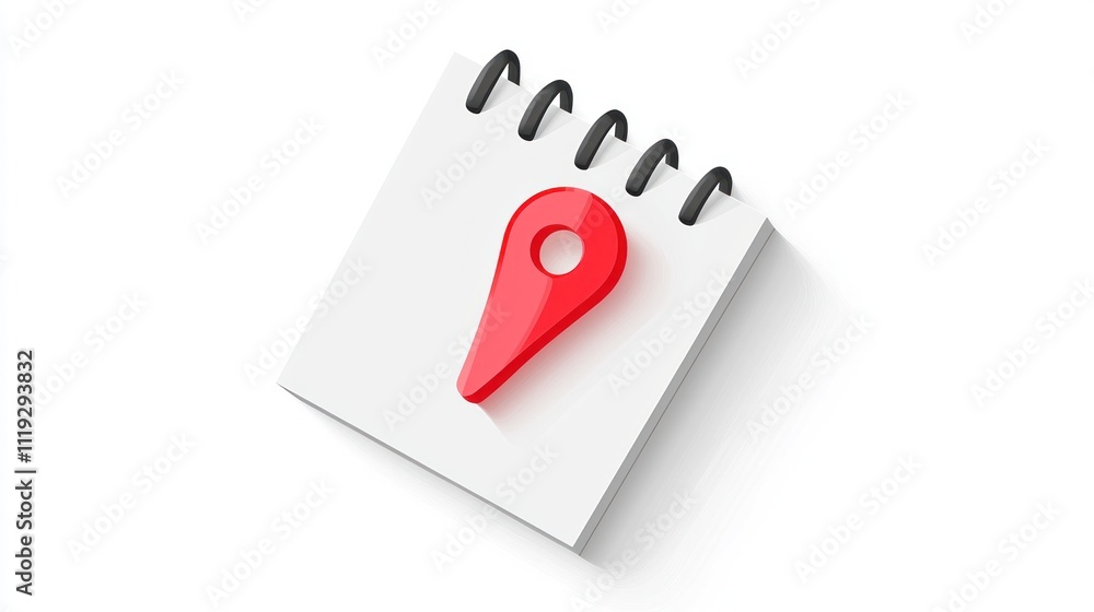Poster a simple, clean calendar icon with a red date marker on a white background, symbolizing an important