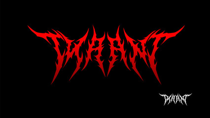 Tyrant, typography vector design in dark red metal font style for t-shirt print apparel, sticker, poster, logo metal band